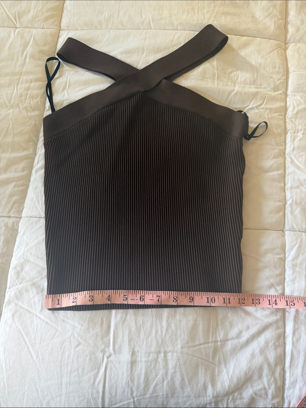 Babaton Brown Cross-Back Ribbed Top - Picture 9 of 10